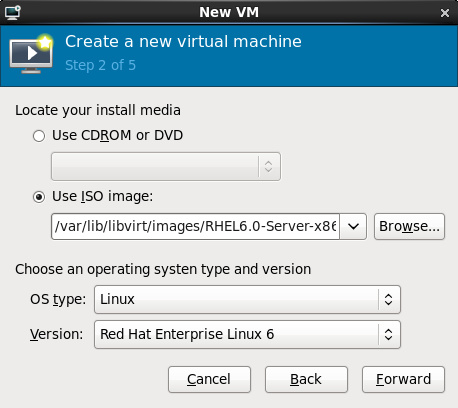 The Create a new virtual machine window - Step 2