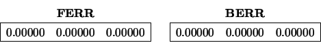 \begin{displaymath}\begin{array}{c} {\bf FERR} \\
\begin{array}{\vert lll\vert...
...0.00000 & 0.00000 & 0.00000 \\ \hline
\end{array} \end{array} \end{displaymath}