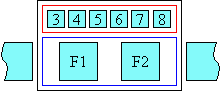 Diagram of character layout in non-overhanging ruby