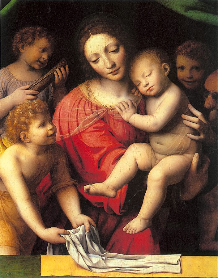 The Virgin Carrying the Sleeping Child with Three Angels