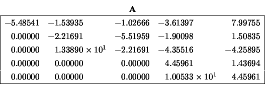 \begin{displaymath}
\begin{array}{c} {\bf A} \\
\begin{array}{\vert lllll\ver...
...mes 10^{1} & \;\;\:4.45961 \\
\hline \end{array} \end{array} \end{displaymath}