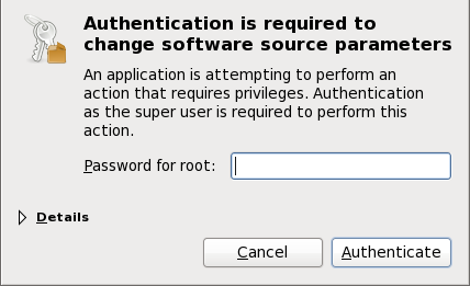 PackageKit uses PolicyKit to authenticate