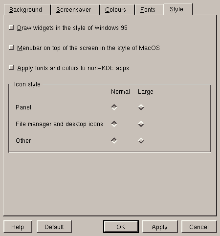 Configuring the 'style' of KDE